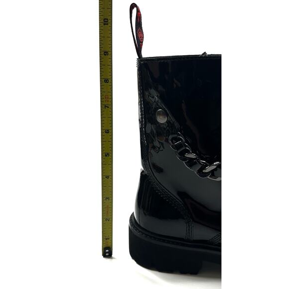 Zadig & Voltaire Joe Cecilia Black Patent Leather Chain Boots Womens EU 38/US 7 - Picture 10 of 14